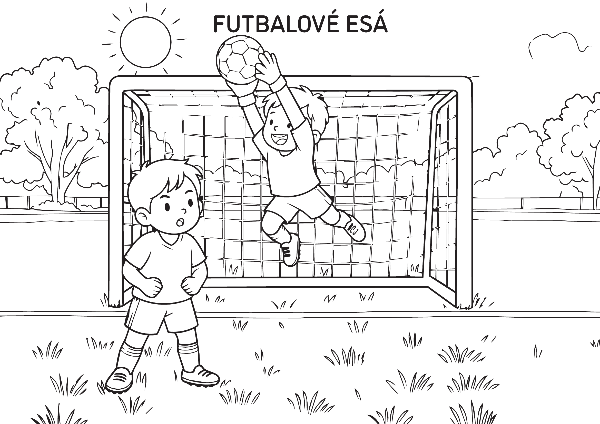 Futbalové esá – omaľovánka na vyfarbenie online zadarmo, Obrázok 1